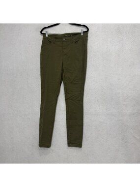 PrAna Pants Womens 8 Green Nylon Twill Skinny Leg Stretch Chino Zip Fly Casual